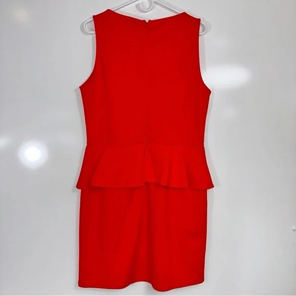 Cremieux Orange Peplum Knee Length Dress - Picture 2 of 5